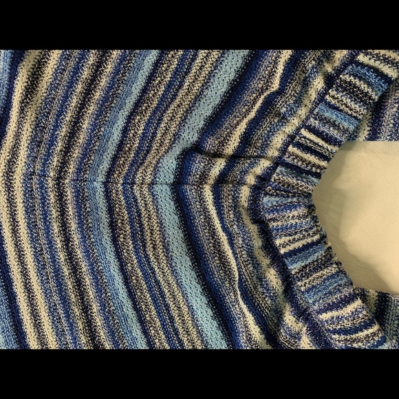 GRAN SASSO Pants STRETCH WIDE LEG STRIPE PANT Sz Small Blue White Silver Gray - Picture 9 of 17